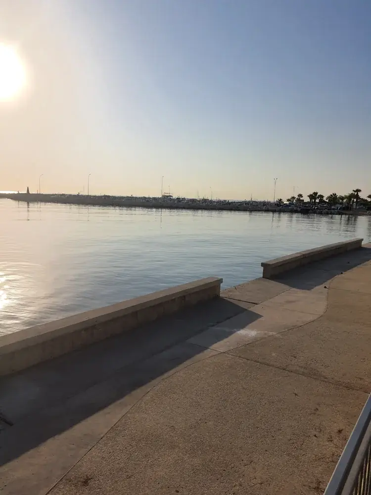 המרינה של לרנקה מהטיילת לחוף הים, בשעת בוקר